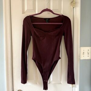 Forever 21 Red Fitted Bodysuit